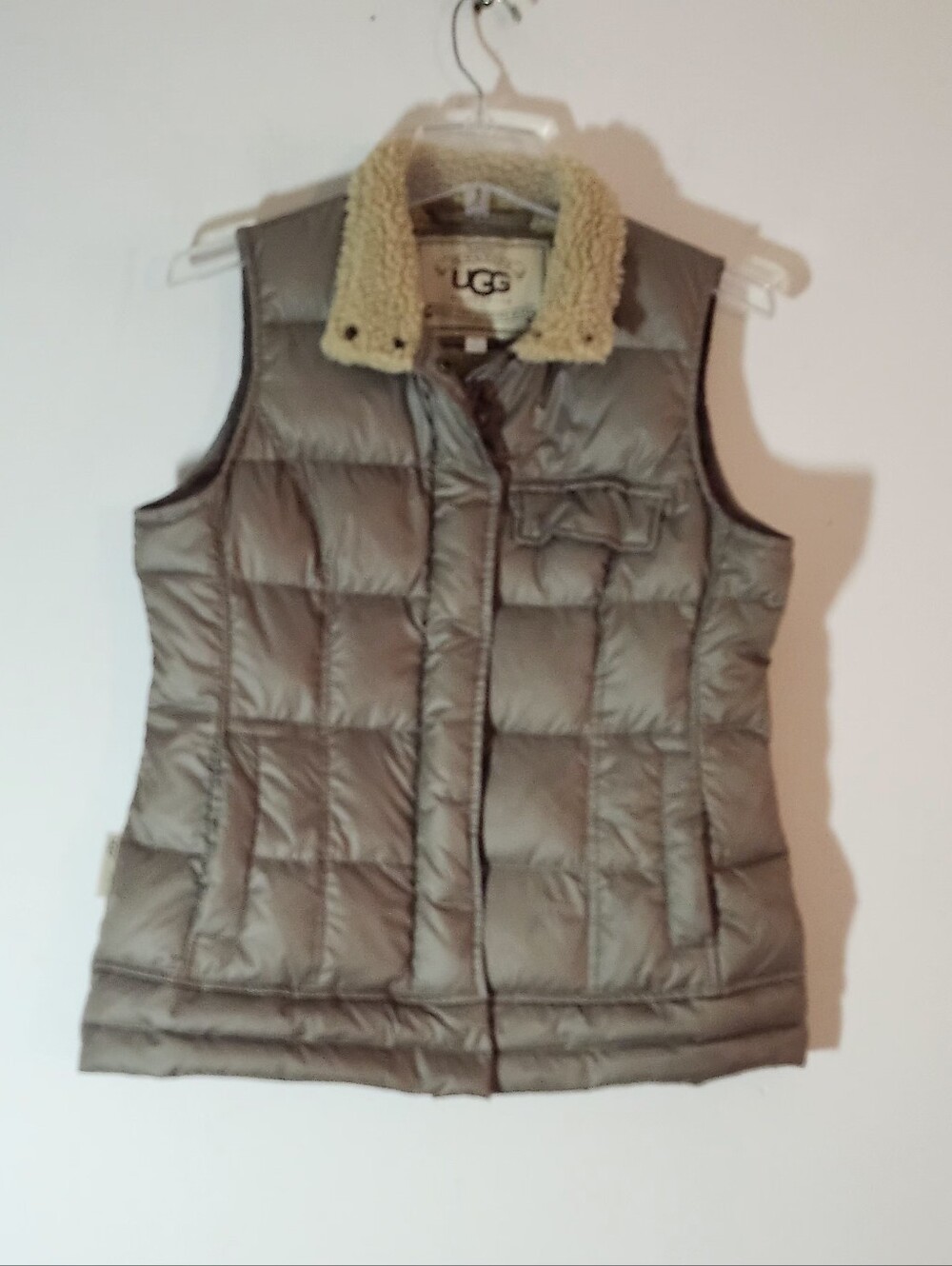 Vintage UGG Australia Quilted Down Puffer Vest  Size S | Metallic Taupe/Bronze
